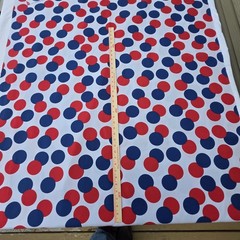 Vintage Retro Mid Century Modern Fabric Red Blue Polka Dot 45” Wide Atomic