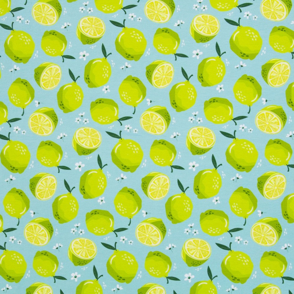 1 m x 1.50 m Cotton Jersey Melody Lime Sprinkles Pattern Scales