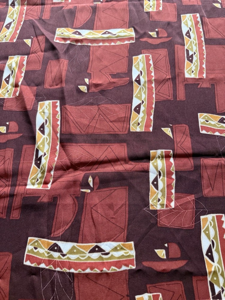 2 Pieces 36x 44 Each Fabric Brown/Red Colors Geometric Pattern Soft Fabric