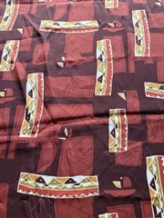2 Pieces 36x 44 Each Fabric Brown/Red Colors Geometric Pattern Soft Fabric