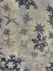 Blue Star Snowflake Design Fabric “NOEL” Made For Jo-Ann Stores 3 Yards 45 Wide