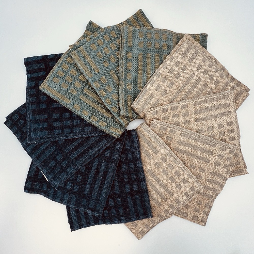 Upholstery Fabric Squares Blue Green Gray Woven Rectangles 17″ Lot of 11