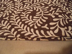 Decorator Fabric sewn into Drapery panels Brown and off white normal weight
