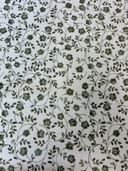 Fabric – polyester linen fabric Green & White Floral Print 6 Yards 54” X 216”