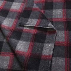 Charcoal Plaid Fleece Fabric 58″ Wide Black Red Windowpane Fleece Yard