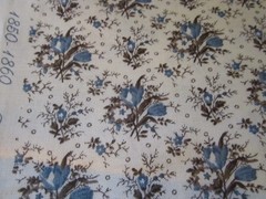 F7325, Judie Rothermel, c.1850-1860, 19th Century, ft qtr, blue tulips on cream,