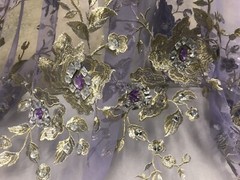 Rhinestone Floral Embroidery French Lace Fabric 50” Width Sold By The Yard