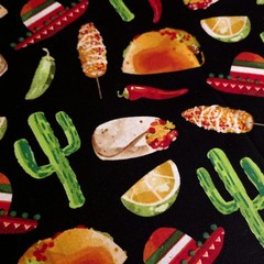 Street Tacos & Cacti Fiesta Cotton Fabric 44″x36″ Precut Yard