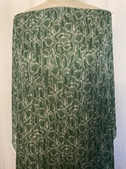 100% French Silk Georgette Moss Green Snake Skin Print Fabric By The Yard 54 ” W