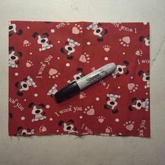 (2) Fat Quarters “I Woof You” Valentines Cotton Fabric (approx 17.5 x 22″)