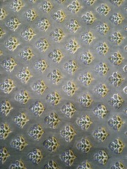 5 Yard Indian Hand Block Floral Print 100% Cotton Craft Fabric By Gray Colored