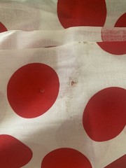 Vintage 80s 90s White And Red Dot Cotton Fabric 132×54”