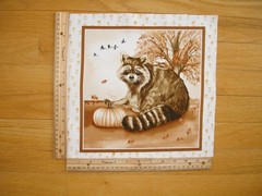 Fall Autumn Raccoon Pumpkin Ducks Cotton Quilt Fabric Block