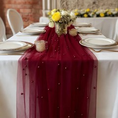 50x155cm Pearl Mesh Tulle Fabrics for DIY Sew Wedding Dress Robe Floral Backdrop
