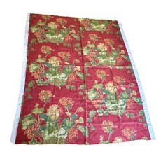 Thibaut ‘Washington’ 100% Linen Fabric Red Floral Geraniums 1.97 Yds X 54”