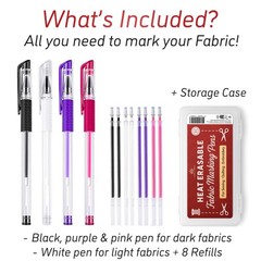 Lange & König Heat Erasable 12 Count (Pack of 1), White, Purple, Pink, Black