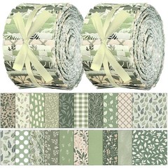 40 Pcs Sage Green Fabric Greenery Jelly Fabric for Quilting Roll Forest Spring S