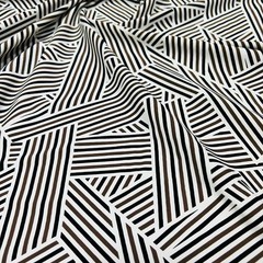 18″ long / LonBlack & White Lines Distorted Fabric Stretch Spandex for Swimwear