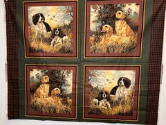 VIP Cranston Hunting Dogs Fabric Panel Pillow Squares Robert May