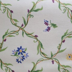 Leafy Lattice w/ Flowers Heavy Cotton Decorator Fabric 2 2/3 Yards X 60 Inches