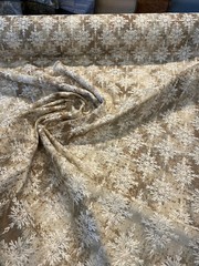 P Kaufmann Embroidered Asterisk Driftwood Drapery Fabric By the Yard