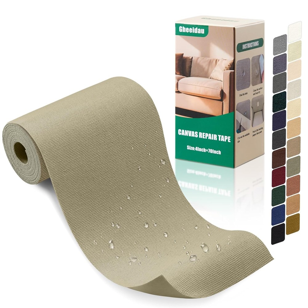 Canvas Waterproofing Repair Tape 4×70 Khaki Self Adhesive Fabric Restoration