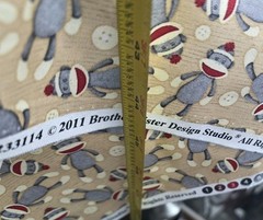 Sock Monkey Fabric 1.33 Yards 2011 Brother Sister Design Studio Cotton 48″ Tan