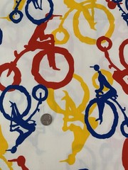VTG 1972 Klopman Mills Retro Unique Bicyle Cyclist Figure Fabric Bright MCM