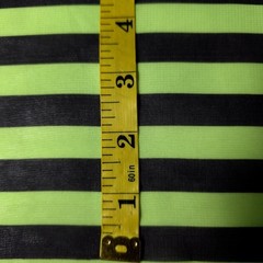 Neon Lime Green Black Striped Chiffon Fabric 58″ By The Yard Half Inch Stripe