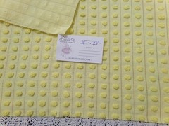 Golden Yellow Pops Vtg Chenille Bedspread Fabric Popcorn Sewing Material 18×24″
