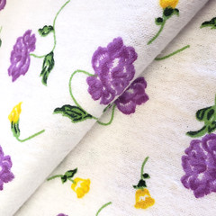 Purple Yellw Peone Print Cotton Flannel Fabric 45″ By Yard Floral Nursery Fabric