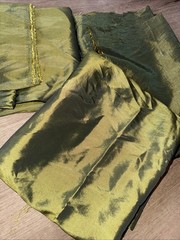 6+ Yards Yards Dupioni Silk – Iridescent Olive Green- Comes In 3 Pieces
