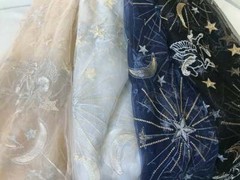 Tulle Embroidery Mesh Star Moon Fabric Sheer DIY Tutu Skirt Wedding Dress Cloth