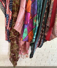 Scarf Lot Crafting Cutters DIY Sewing Vintage Fabric Mixed Materials Holes Stain