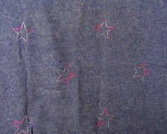 Denim fabric raised stars on dark blue 58″ wide by the yard