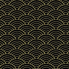 Timeless Treasures Lotus Garden Black and Gold Waves Cotton Fabric by the Yard