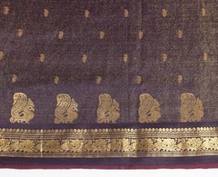 Sushila Vintage Purple Scrap Sari Zari Woven Kanjivaram Pure Tissue Silk Saree