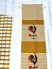 Vintage Jones New York 1981 Heavy Cotton Apron Fabric Panel Rooster Print