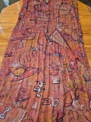 Hand-Painted Abstract Patterned Fabric 48″ X 72″ Rustic Earthy Tones Lightweight