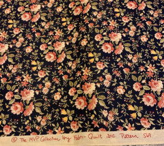Vintage Fabri-Quilt FQ ” The MVP Collection” Dark Navy Pink Floral Print OOP