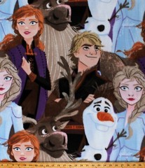 Fleece Disney Frozen Characters Elsa Anna Olaf Kristoff Fabric Print BTY A343.14