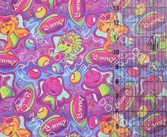 Custom 100% Cotton Woven Fabric Barney Kids Purple Cartoon by the 1/4 Yard 9×56