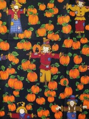 Cranston Fabric Fall Autumn Scarecrow Halloween Pumpkin Patch Crows Black BTFQ