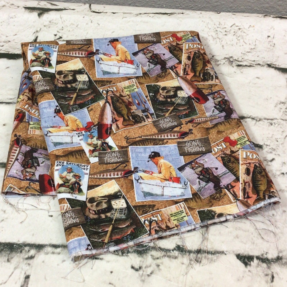 Fabric Saturday Evening Post Print Crafts Sewing Remnant 18 X 42