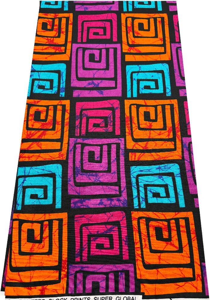 Orange Turquoise Purple African Tribal Print 45″ width sell by 6 yards
