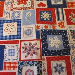 CONCORD Cotton FABRIC Americana Floral Blocks Cheater Quilt BTYx44