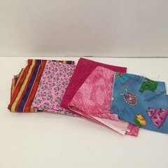 1 Pounds 15 Ounces Print Solid Fabric Scraps Cotton Pink Green Blue Orange