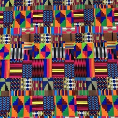 African fabric, Kente print multicolor tribal print fabric, dressmaking fabric