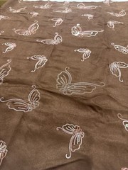 Faux Suede Butterfly Fabric Brown Embroidered Remnant 36×58 READ-COLOR