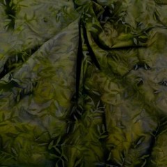 “Leaf Storm” Batik, Tossed Wispy Leaves, Olive Green, Gray & Black BTHY or BTY